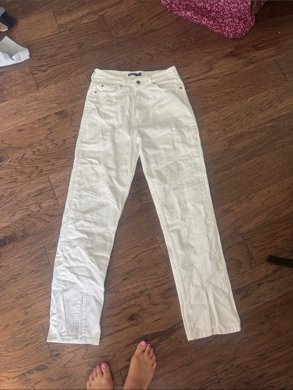 White Straight-Leg Jeans